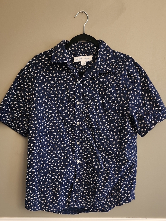Old Navy Tops - Old Navy Womens Navy Short-Sleeve Floral Button-Up Shirt